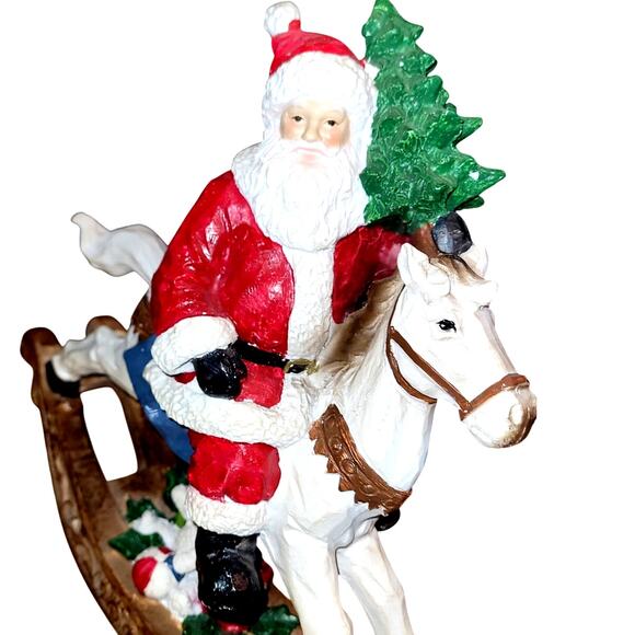 Vintage Transpac  Resin Santa Rocking Horse - Picture 3 of 13